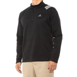 Adidas Black Golf Three Stripes 1/4 Zip Pullover With Stand Up Collar Size Lg